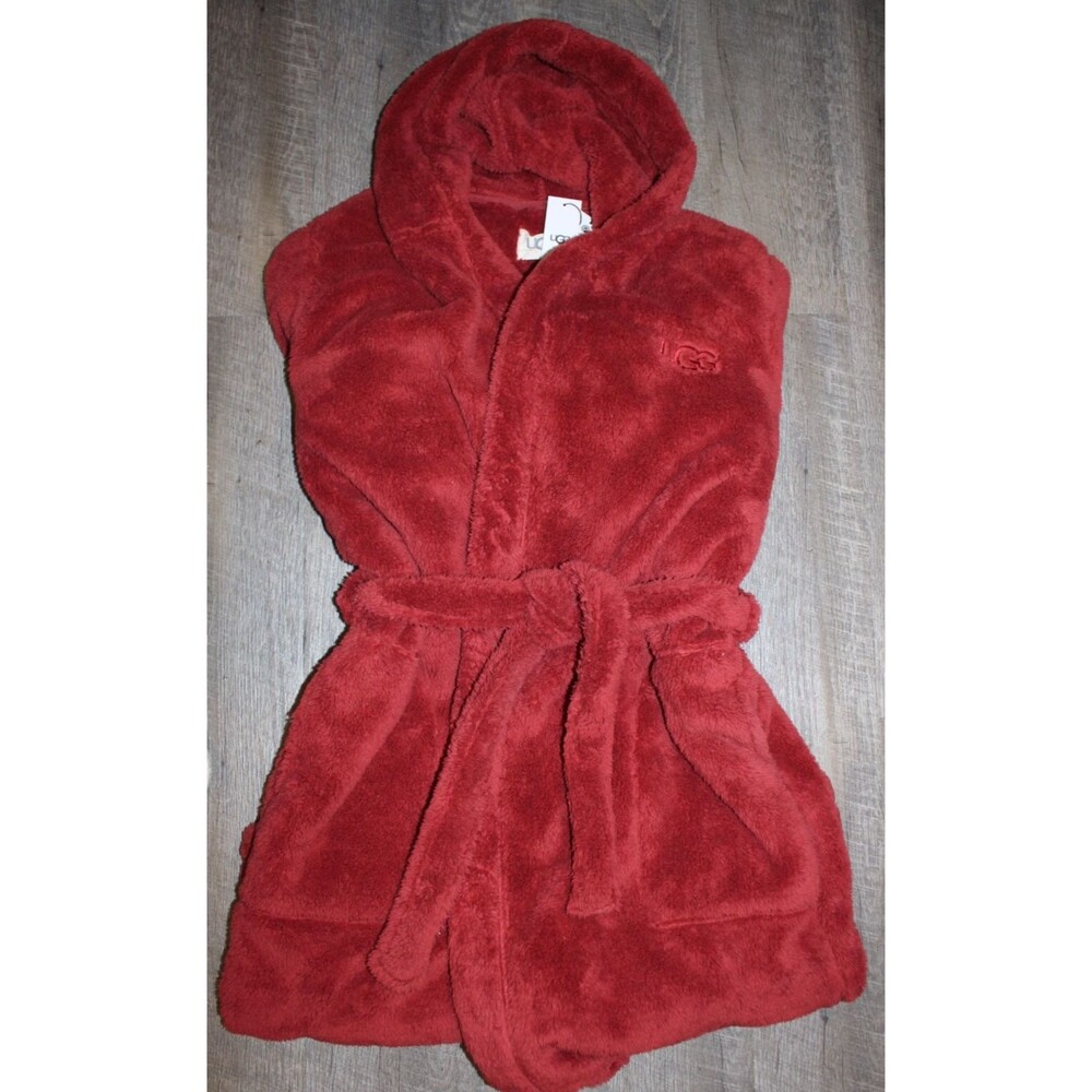 UGG Men's Loungewear Beckett Long Sleeve Sherpa Hooded‎ Robe NWT RED